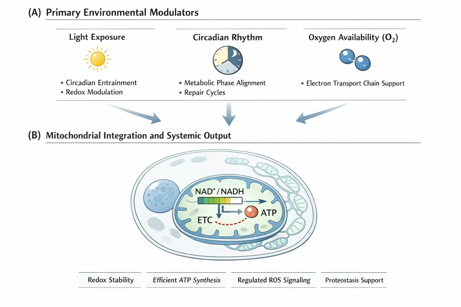 Bioenergetic coherence and environmental modulators